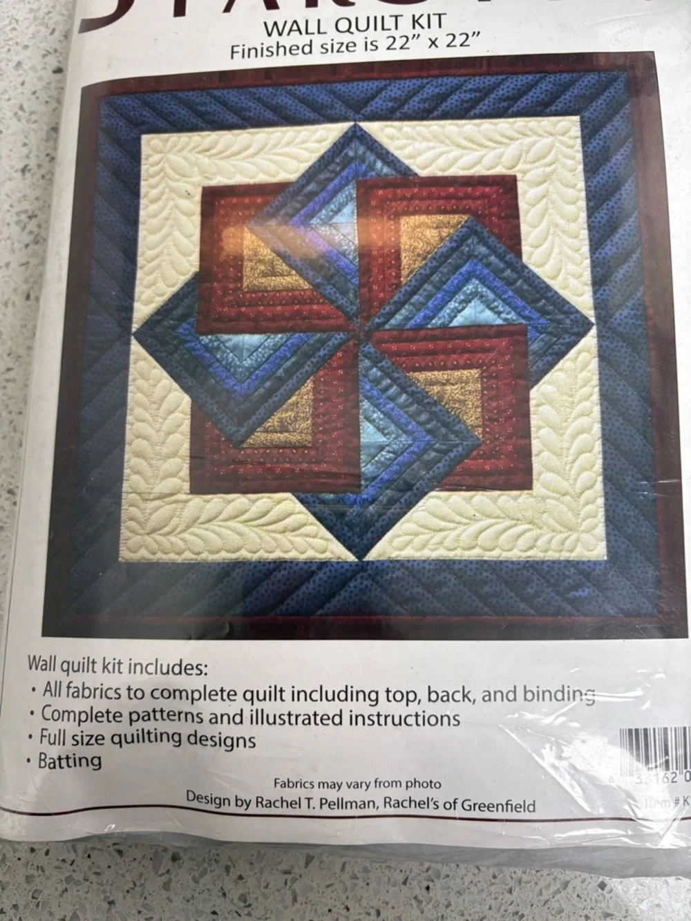 StarSpin Wall Quilt Kit - Red, Blue, Cream